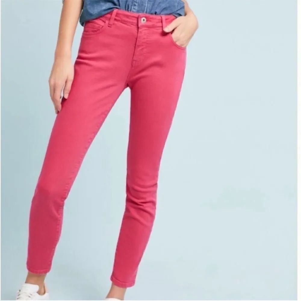Anthropologie Pilcro & The Letterpress Mid Rise Skinny Pink Jeans Summer Spring
